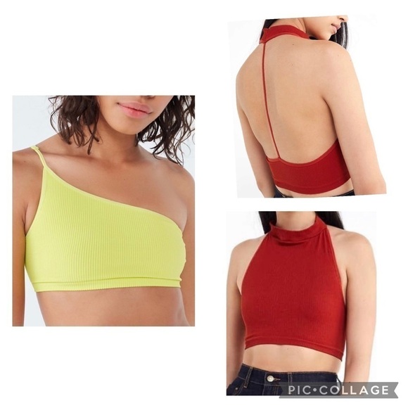 Set Of 2 URBAN OUTFITTERS OFU Women’s Seamless Ribbed Tops - Picture 1 of 13